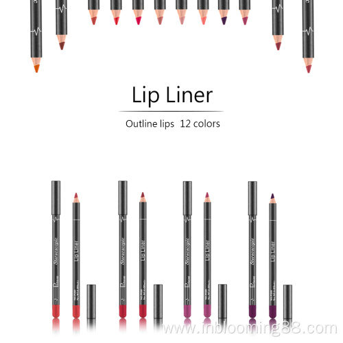 12 Color Makeup Outline Waterproof Lip Liner Pencil